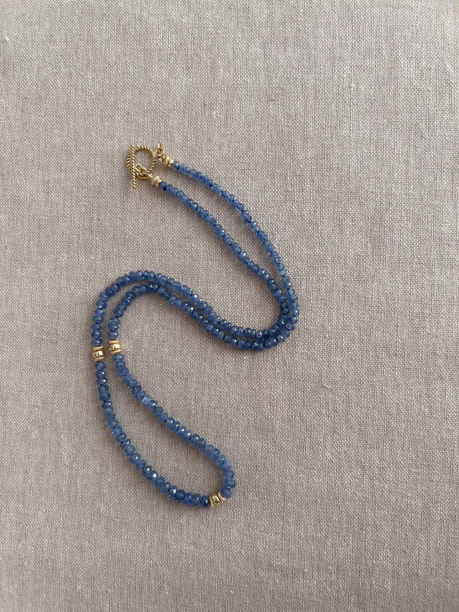 Burmese Sapphire Necklace with Gold Accents