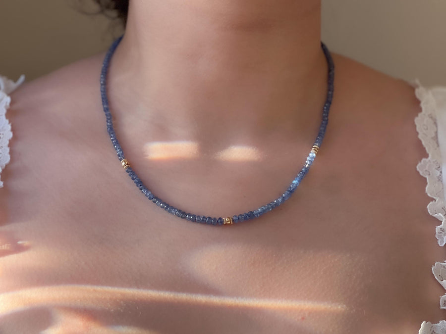 Burmese Sapphire Necklace with Gold Accents