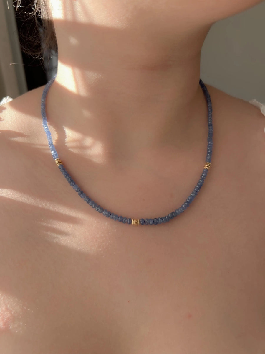 Burmese Sapphire Necklace with Gold Accents