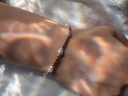 Gold Bead and Baroque Pearl Bracelet, Stretch Bracelet, Boho Jewelry