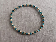Gold Bead Bracelet with Blue Topaz Accents, Boho Gemstone Jewelry, Stacking Bracelet