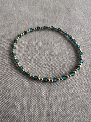 Gold Bead Bracelet with Blue Topaz Accents, Boho Gemstone Jewelry, Stacking Bracelet
