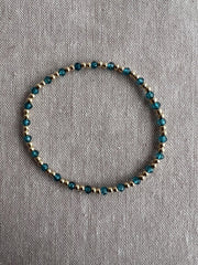 Gold Bead Bracelet with Blue Topaz Accents, Boho Gemstone Jewelry, Stacking Bracelet