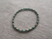 Gold Bead Bracelet with Blue Topaz Accents, Boho Gemstone Jewelry, Stacking Bracelet