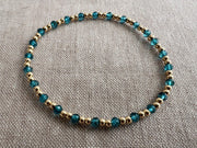 Gold Bead Bracelet with Blue Topaz Accents, Boho Gemstone Jewelry, Stacking Bracelet