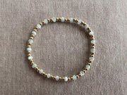 Gold Bead and Blue Pearl Bracelet, 14k Gold Filled, Boho Jewelry