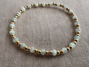 Gold Bead and Blue Pearl Bracelet, 14k Gold Filled, Boho Jewelry