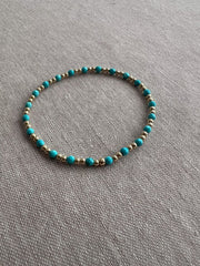 Gold Bead Bracelet with Turquoise Accents, 14k Gold Filled, Boho Gemstone Jewelry