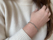 Gold Bead Bracelet with Blue Topaz Accents, Boho Gemstone Jewelry, Stacking Bracelet