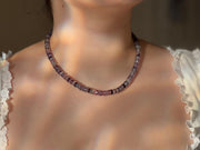 Fluorite Heishi Disco Necklace, Hand Knotted