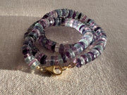 Fluorite Heishi Disco Necklace, Hand Knotted