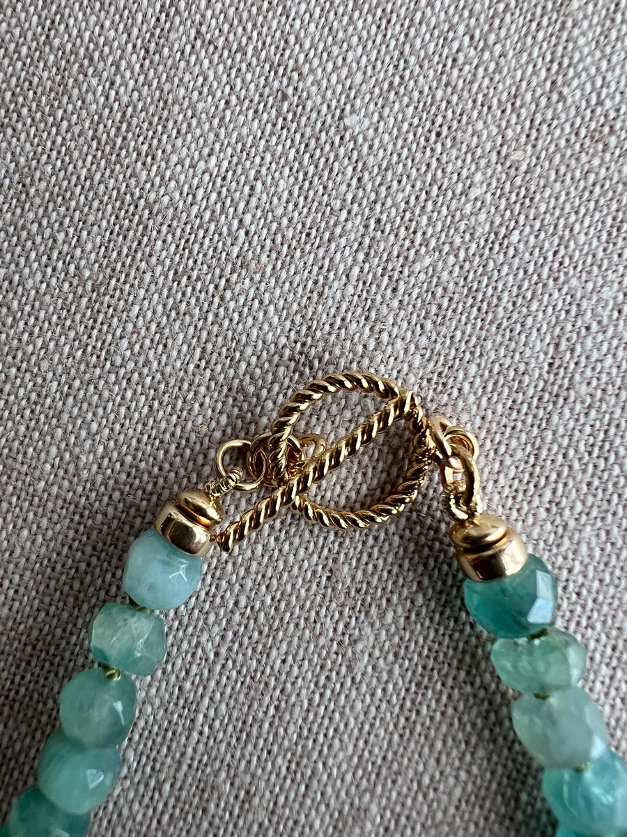 Grandidierite Necklace with Gold Accents, Fine Gemstone Jewelry