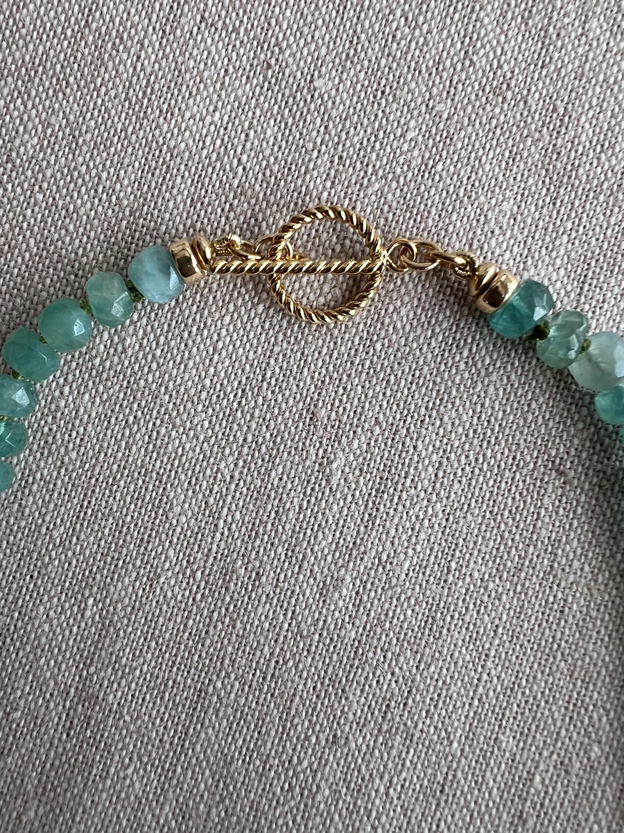 Grandidierite Necklace with Gold Accents, Fine Gemstone Jewelry