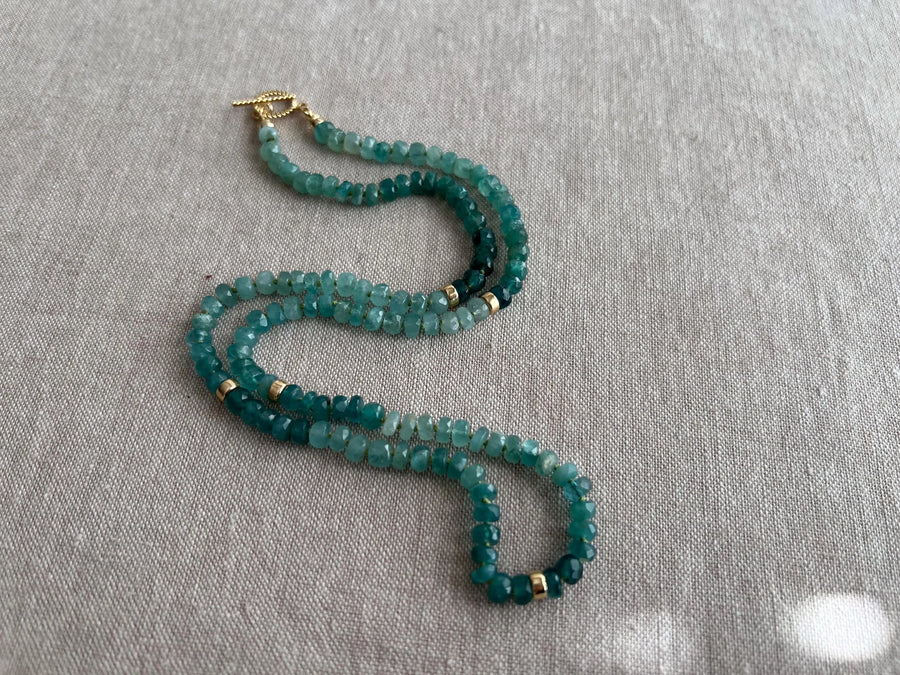 Grandidierite Necklace with Gold Accents, Fine Gemstone Jewelry