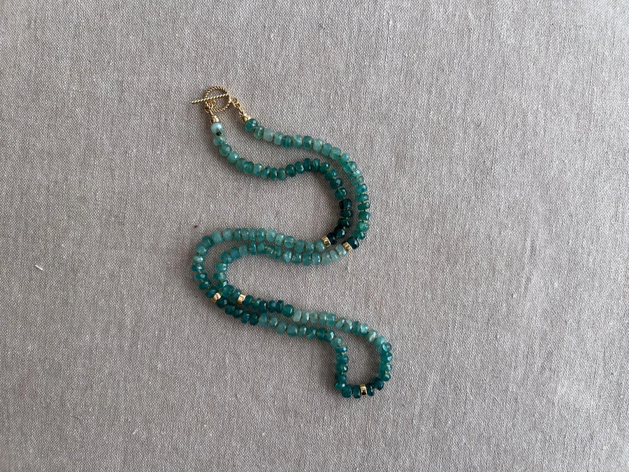 Grandidierite Necklace with Gold Accents, Fine Gemstone Jewelry