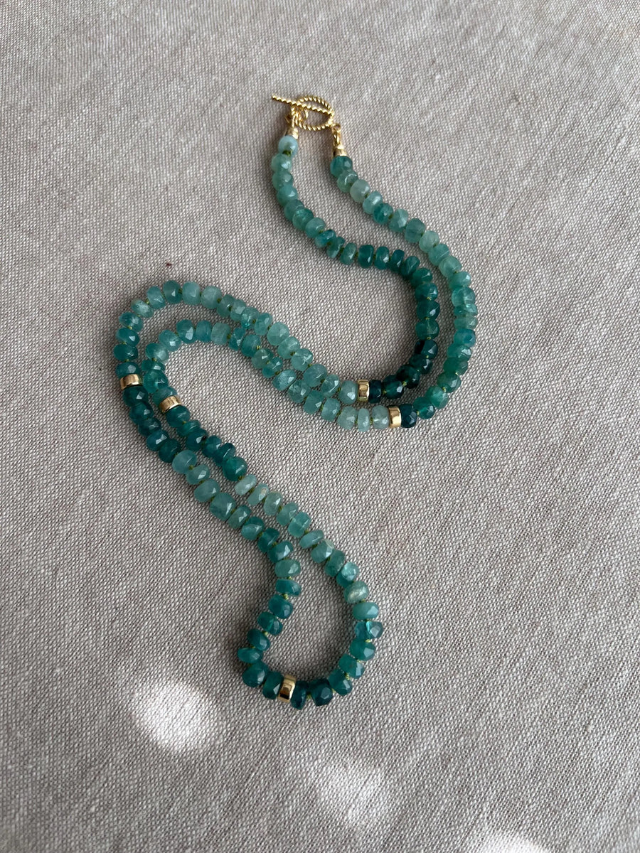 Grandidierite Necklace with Gold Accents, Fine Gemstone Jewelry
