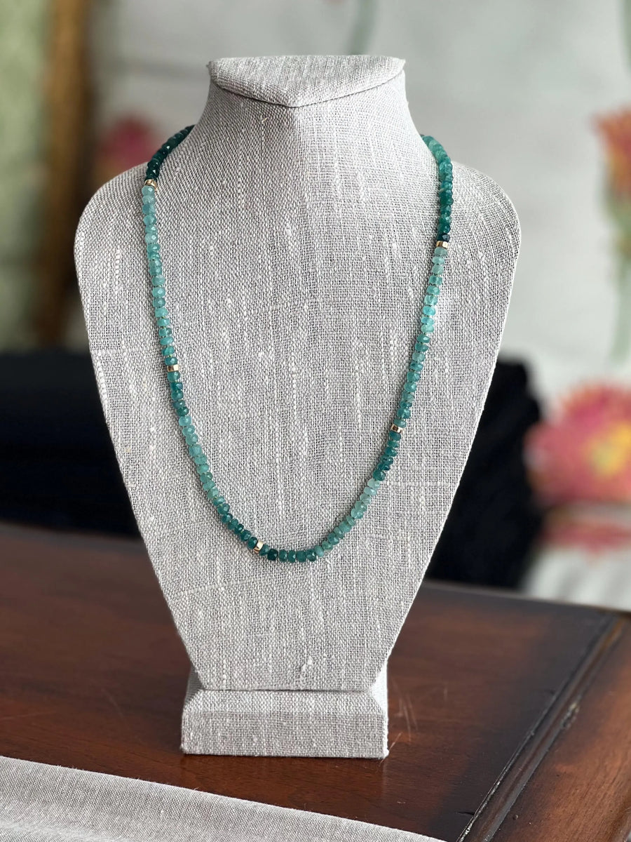 Grandidierite Necklace with Gold Accents, Fine Gemstone Jewelry