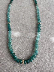 Grandidierite Necklace with Gold Accents, Fine Gemstone Jewelry