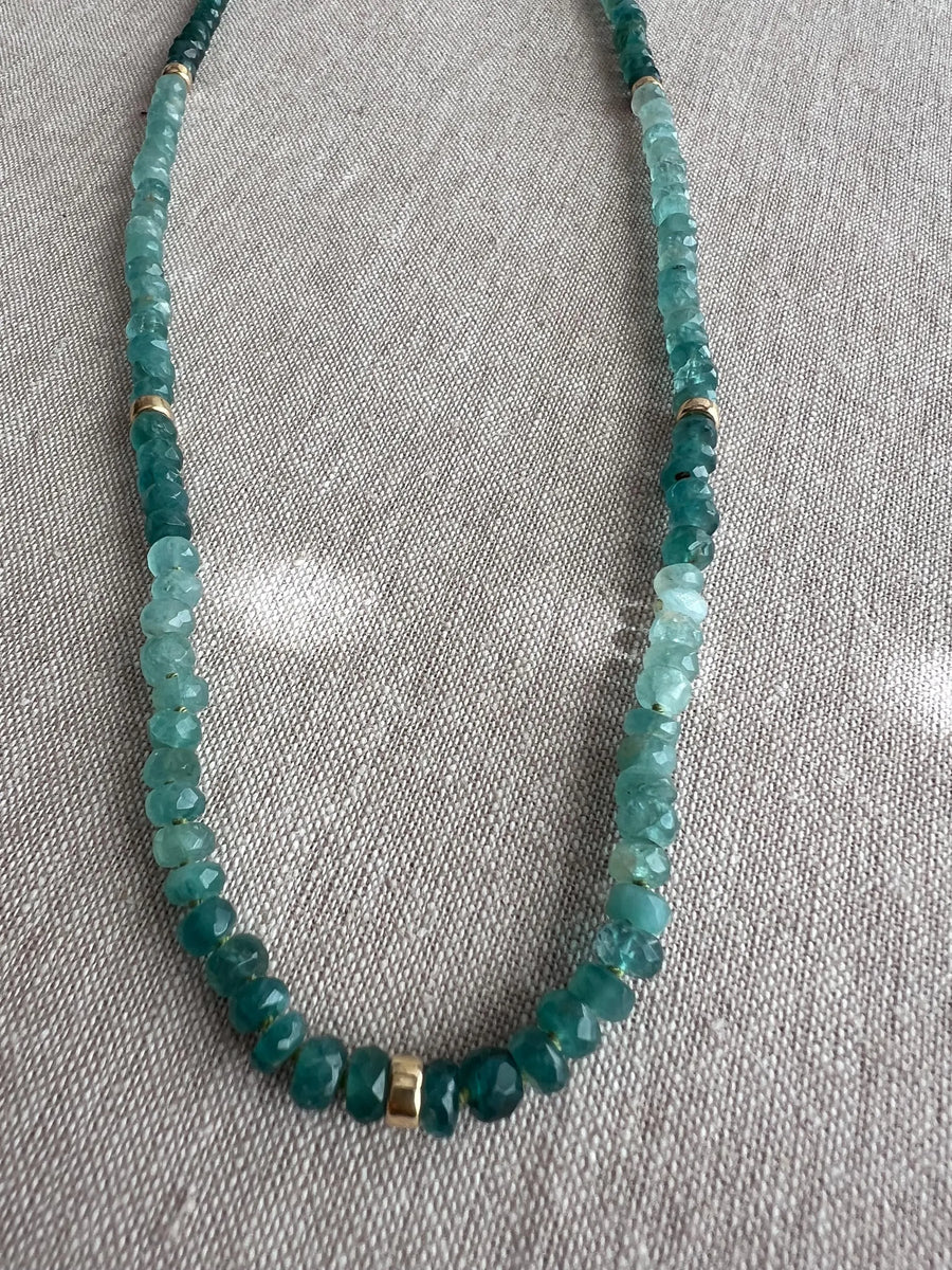 Grandidierite Necklace with Gold Accents, Fine Gemstone Jewelry