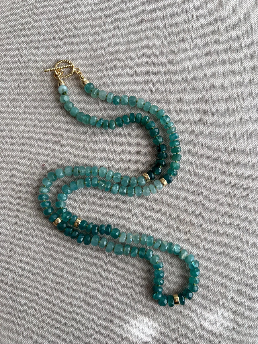 Grandidierite Necklace with Gold Accents, Fine Gemstone Jewelry