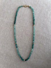 Grandidierite Necklace with Gold Accents, Fine Gemstone Jewelry