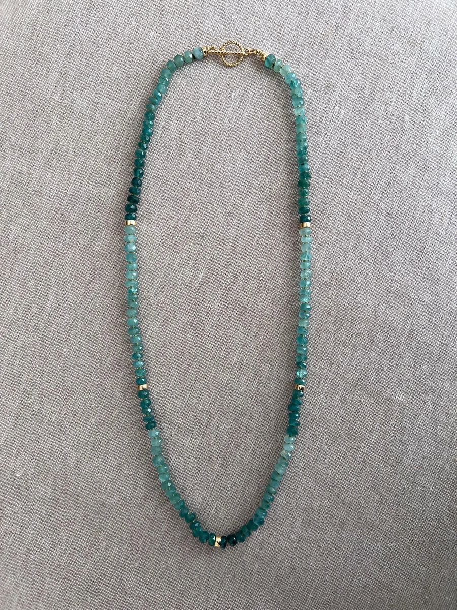 Grandidierite Necklace with Gold Accents, Fine Gemstone Jewelry