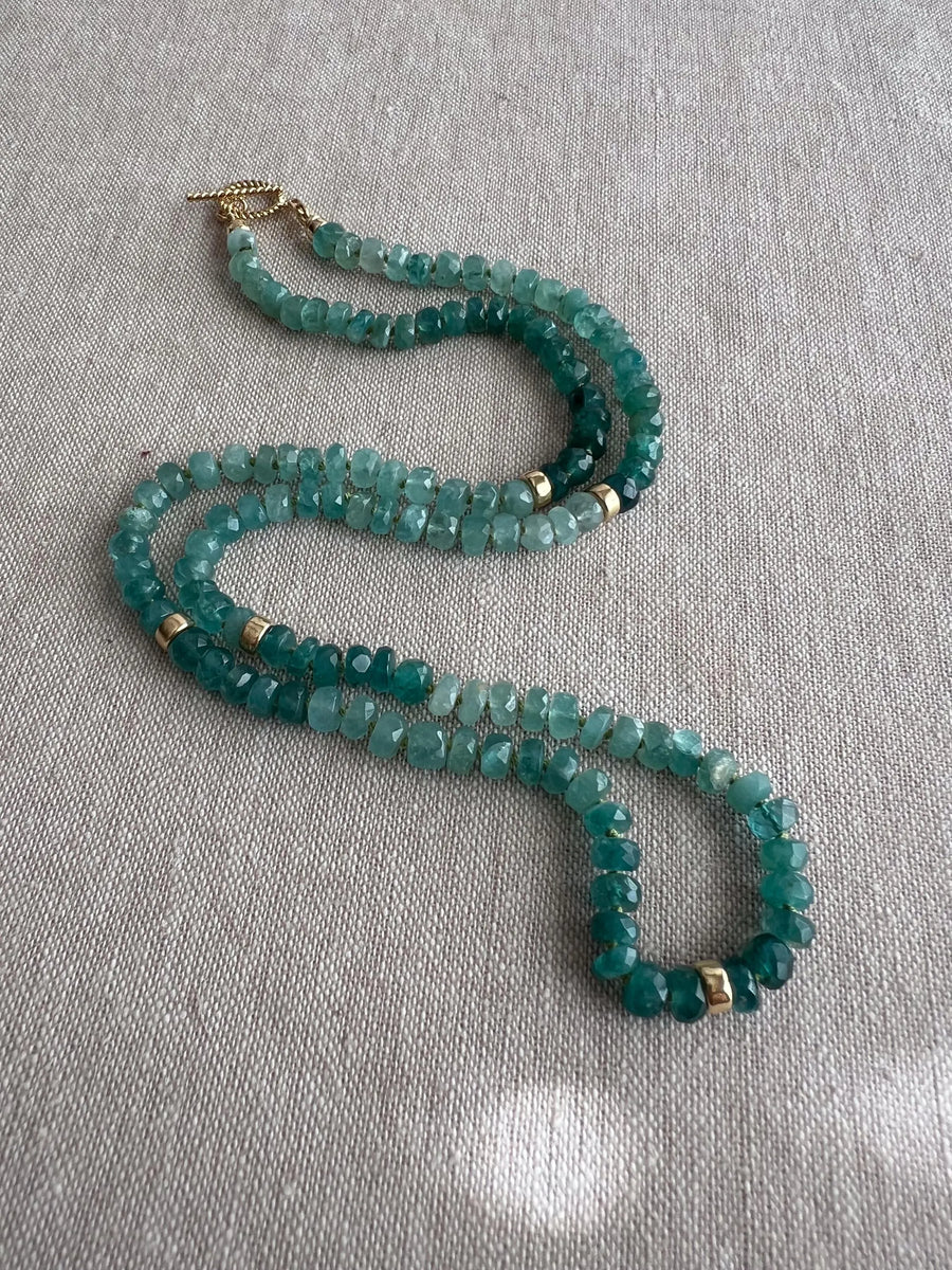 Grandidierite Necklace with Gold Accents, Fine Gemstone Jewelry