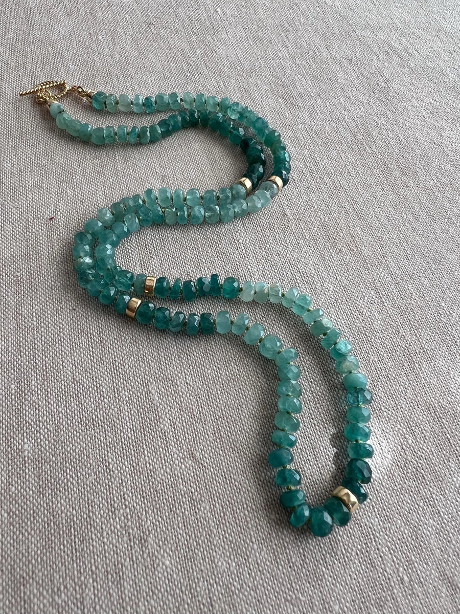 Grandidierite Necklace with Gold Accents, Fine Gemstone Jewelry