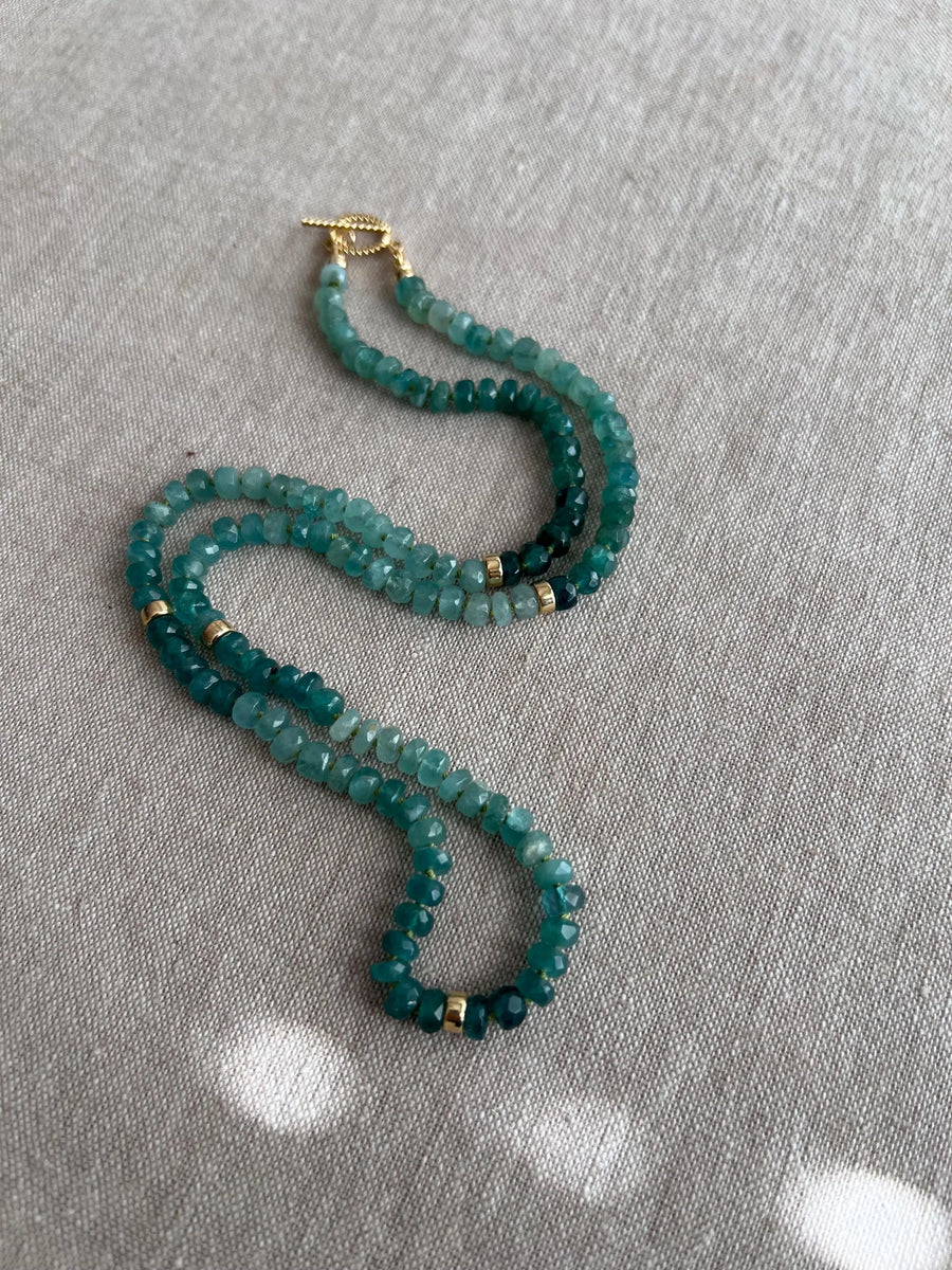 Grandidierite Necklace with Gold Accents, Fine Gemstone Jewelry