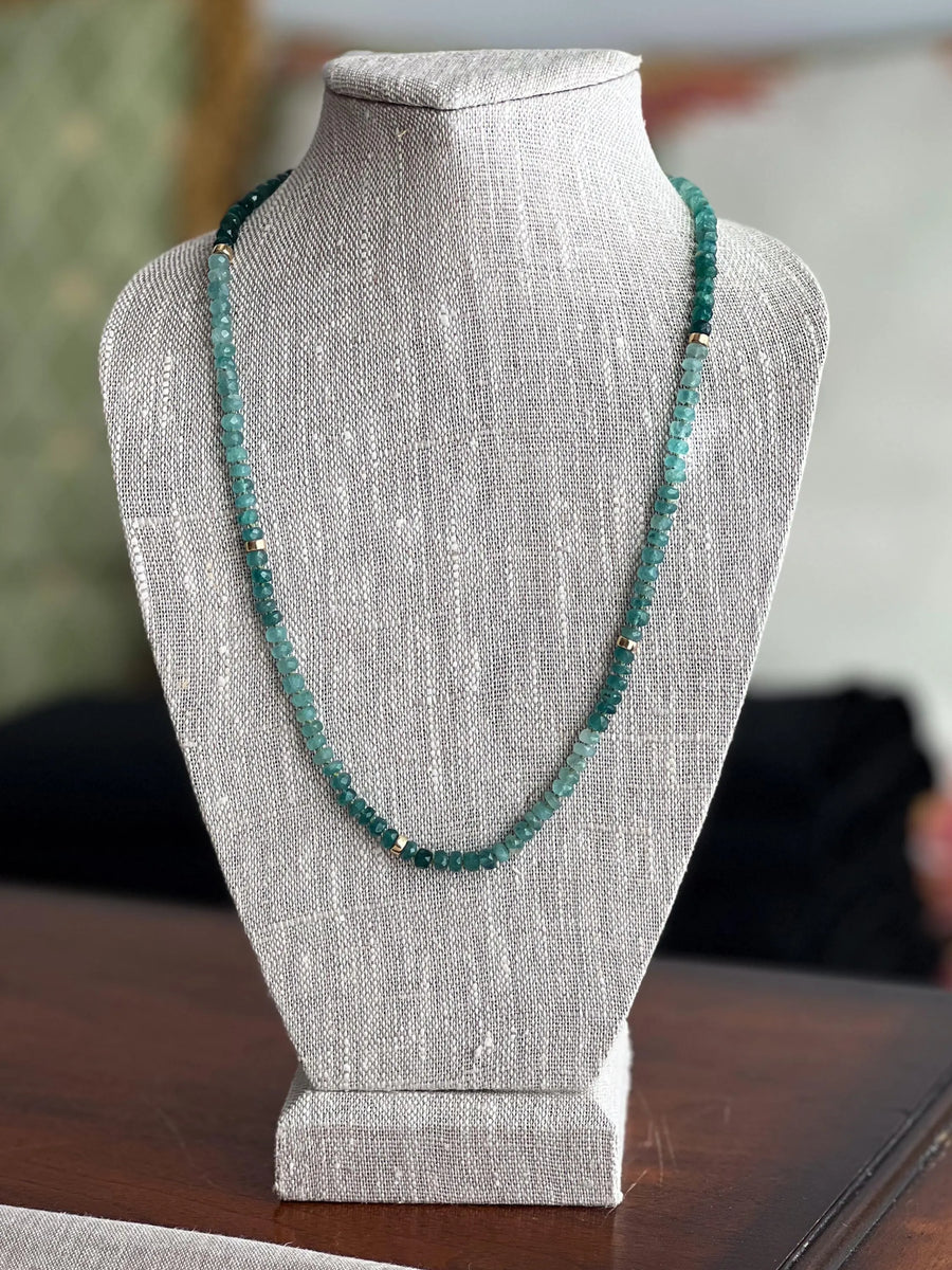 Grandidierite Necklace with Gold Accents, Fine Gemstone Jewelry