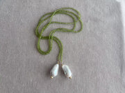 Peridot Multi Way Neckace with Baroque Pearl Ends