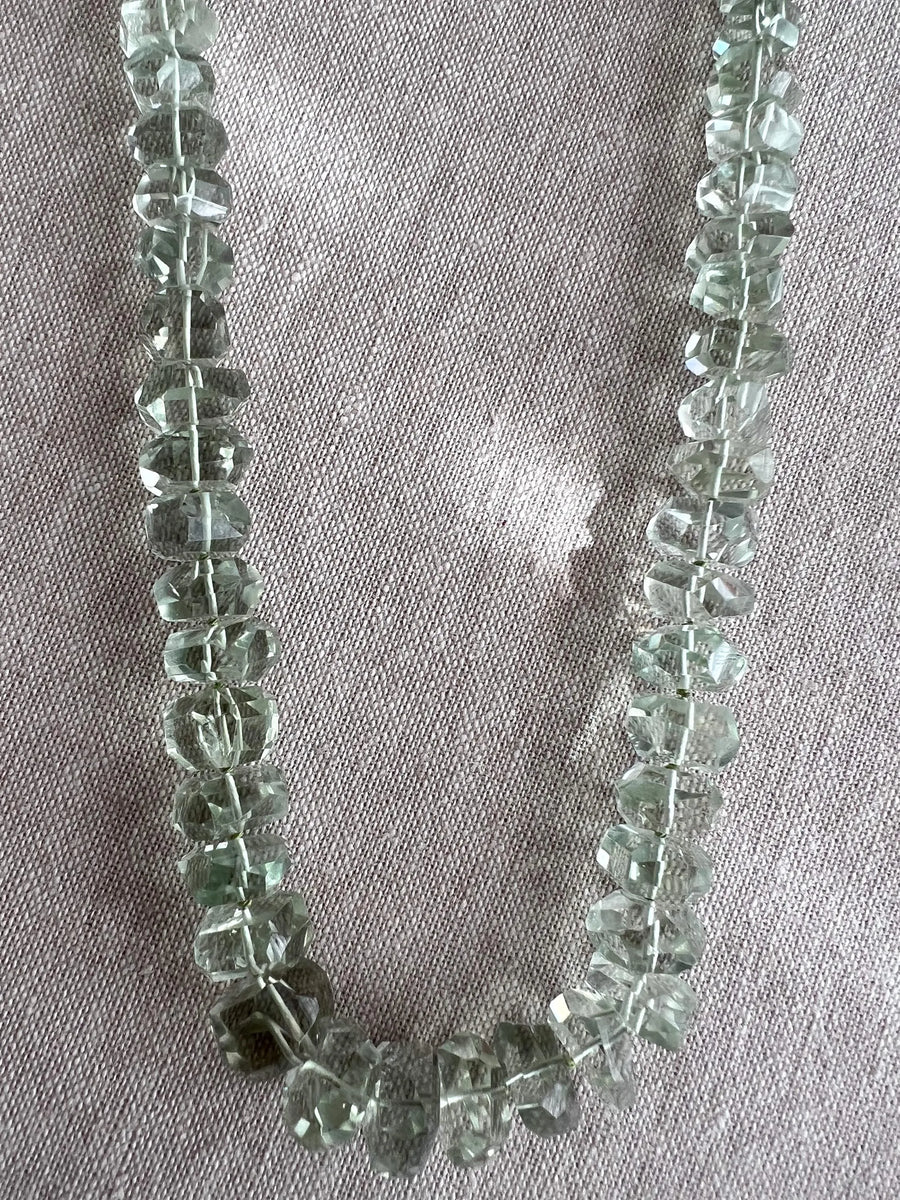 Prasiolite Twisted Nuggets Necklace, Green Amethyst, Fine Gemstone Jewelry