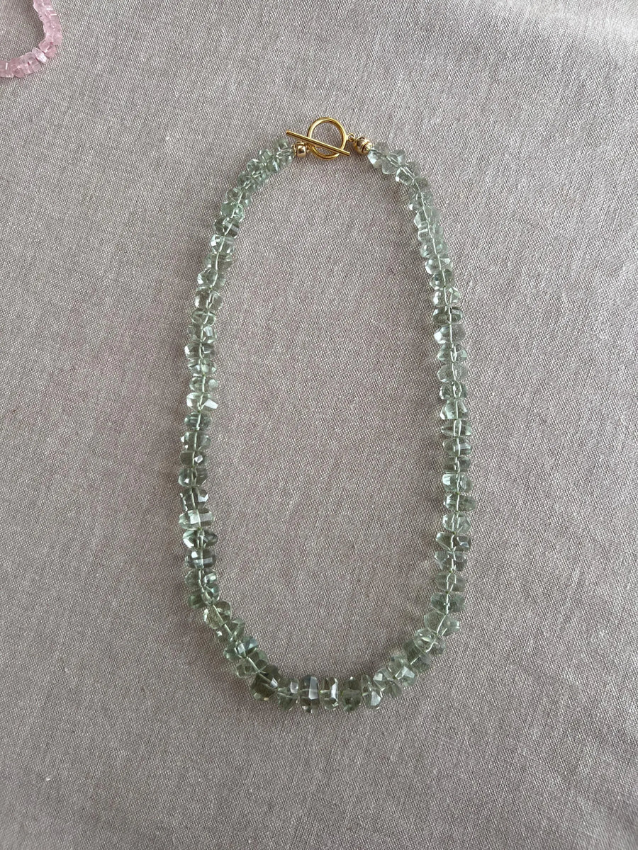 Prasiolite Twisted Nuggets Necklace, Green Amethyst, Fine Gemstone Jewelry