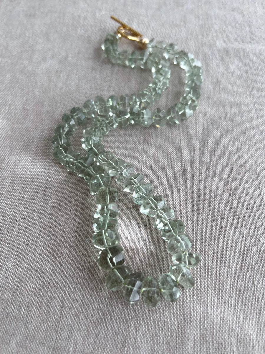 Prasiolite Twisted Nuggets Necklace, Green Amethyst, Fine Gemstone Jewelry