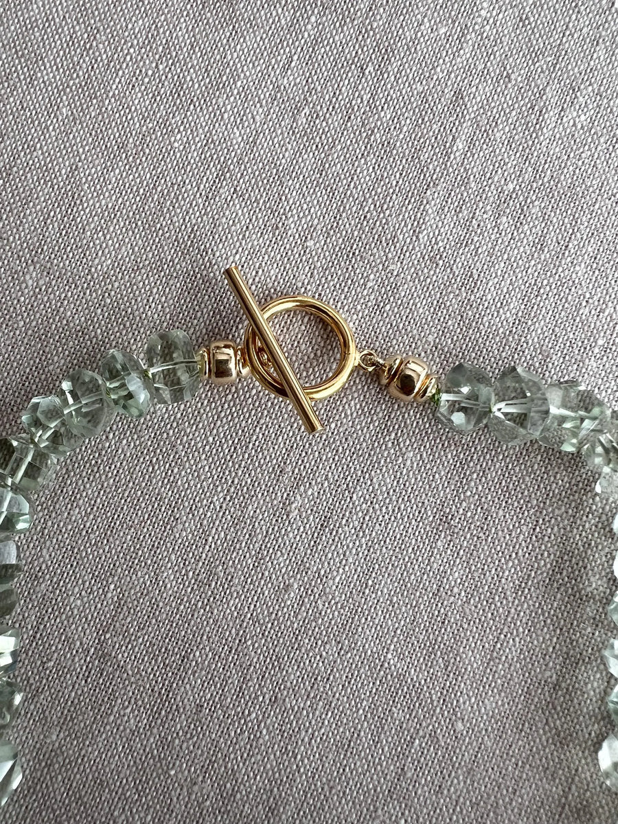 Prasiolite Twisted Nuggets Necklace, Green Amethyst, Fine Gemstone Jewelry