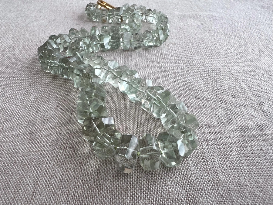 Prasiolite Twisted Nuggets Necklace, Green Amethyst, Fine Gemstone Jewelry