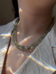 Prasiolite Twisted Nuggets Necklace, Green Amethyst, Fine Gemstone Jewelry