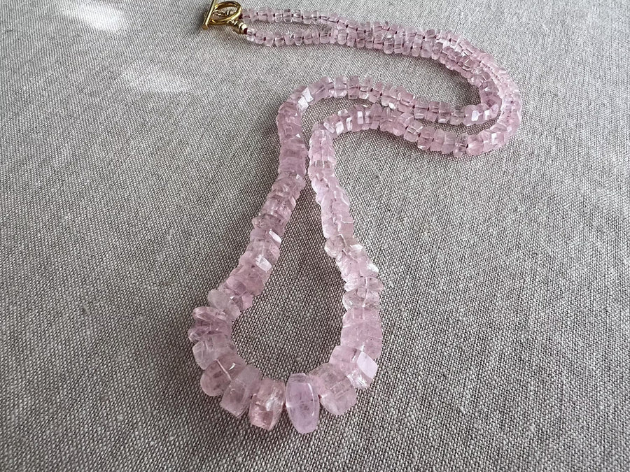 Pink Morganite Bolts Necklace, Fine Gemstone Jewelry