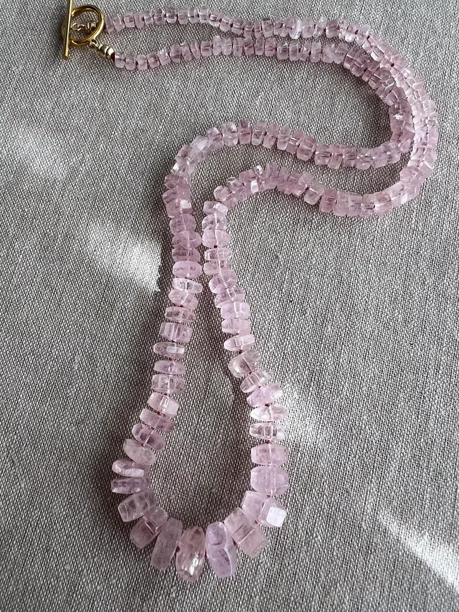 Pink Morganite Bolts Necklace, Fine Gemstone Jewelry