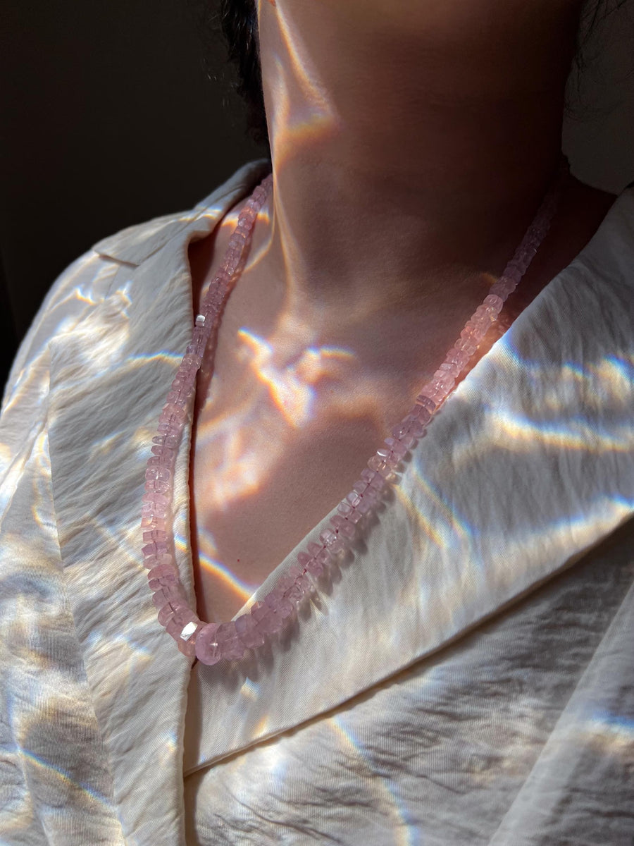 Pink Morganite Bolts Necklace, Fine Gemstone Jewelry