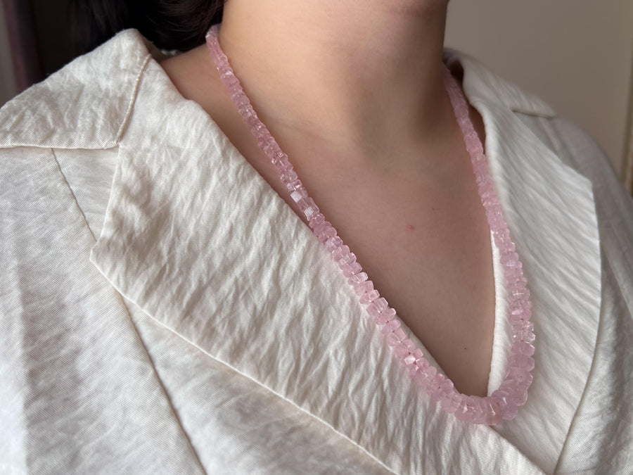 Pink Morganite Bolts Necklace, Fine Gemstone Jewelry