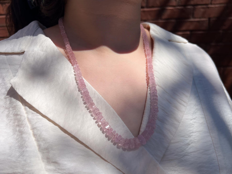 Pink Morganite Bolts Necklace, Fine Gemstone Jewelry