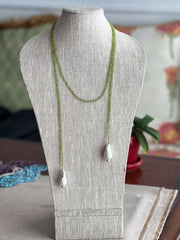 Peridot Multi Way Neckace with Baroque Pearl Ends