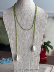 Peridot Multi Way Neckace with Baroque Pearl Ends