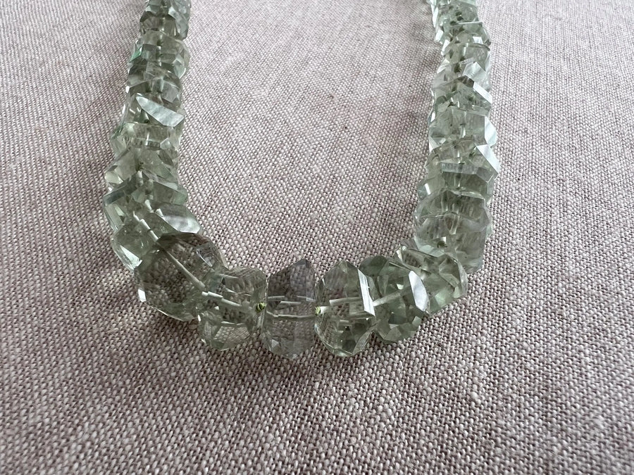 Prasiolite Twisted Nuggets Necklace, Green Amethyst, Fine Gemstone Jewelry