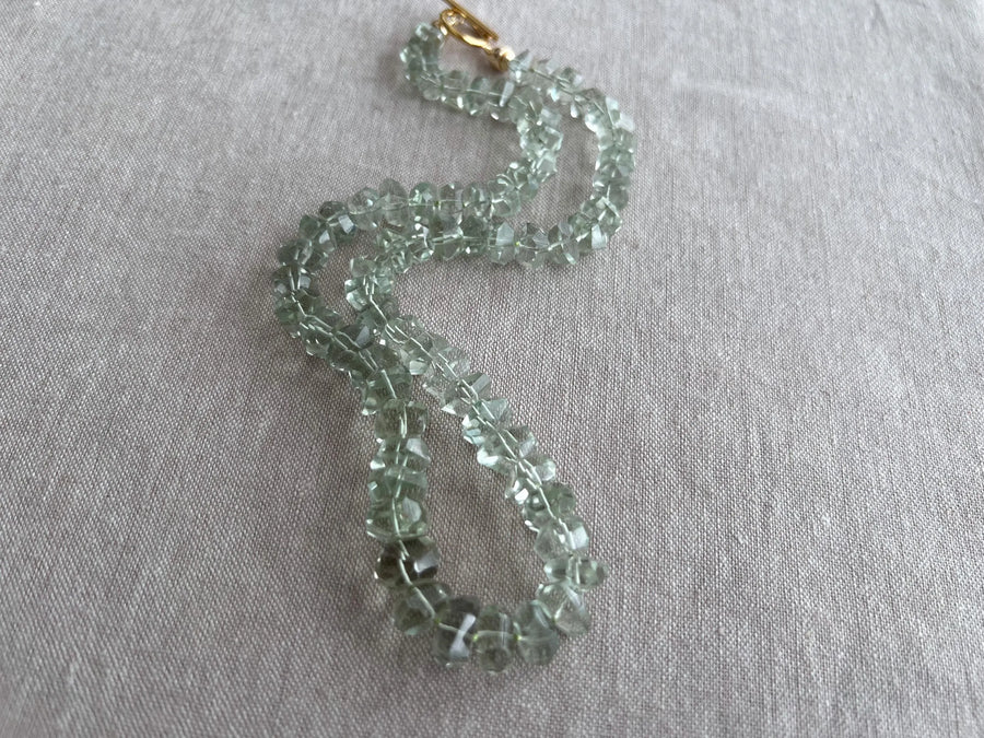 Prasiolite Twisted Nuggets Necklace, Green Amethyst, Fine Gemstone Jewelry