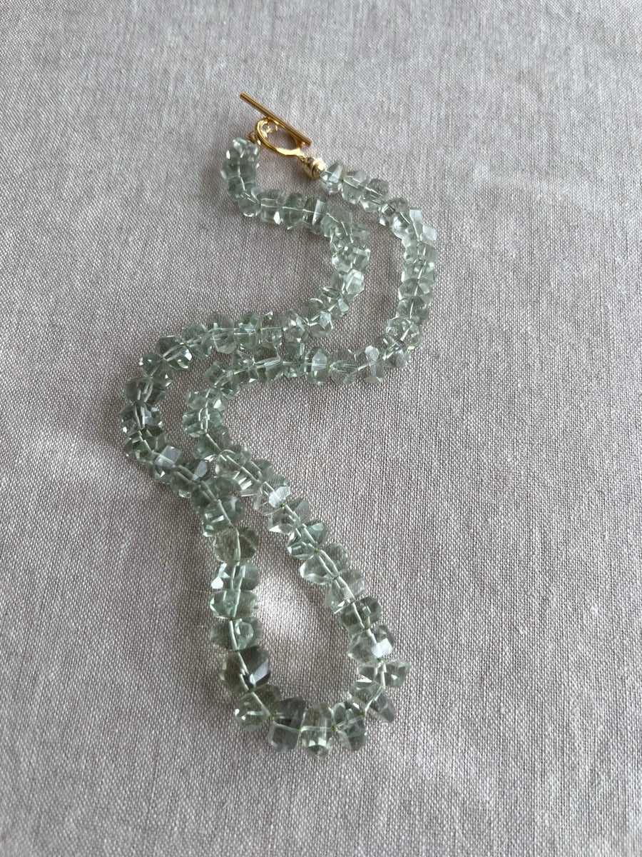 Prasiolite Twisted Nuggets Necklace, Green Amethyst, Fine Gemstone Jewelry