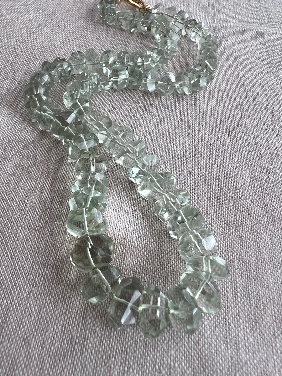 Prasiolite Twisted Nuggets Necklace, Green Amethyst, Fine Gemstone Jewelry