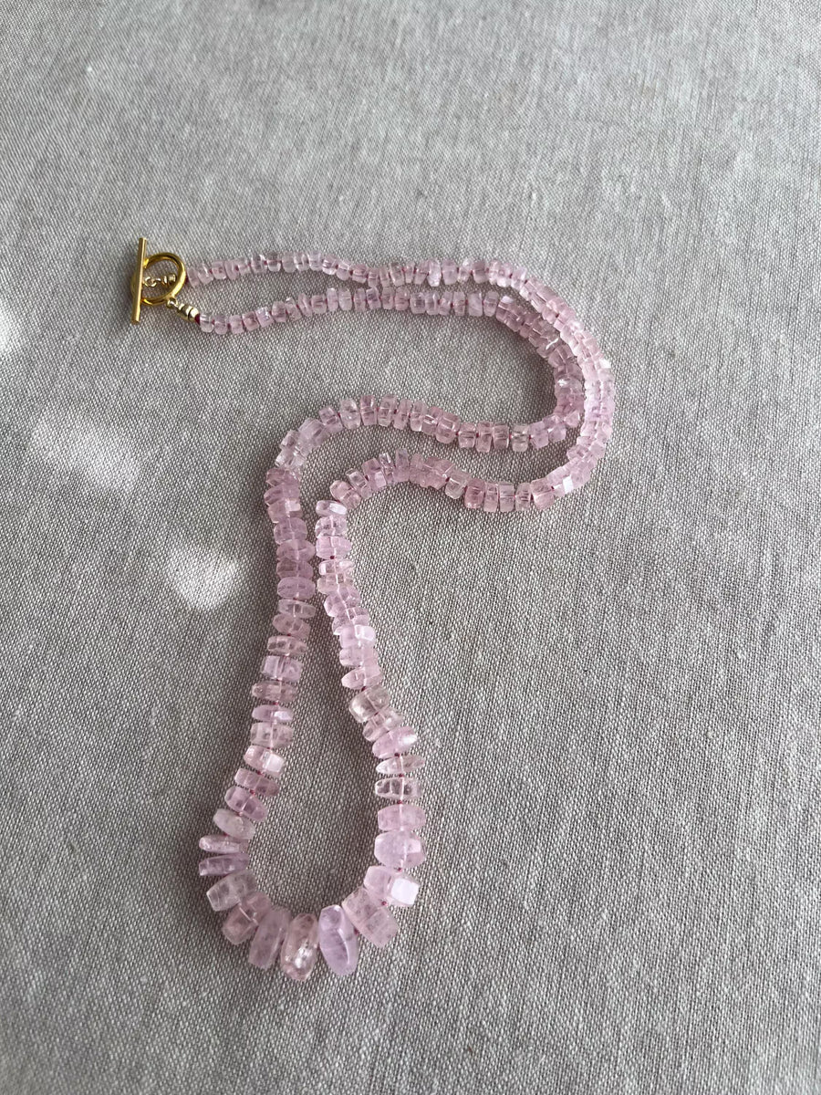 Pink Morganite Bolts Necklace, Fine Gemstone Jewelry