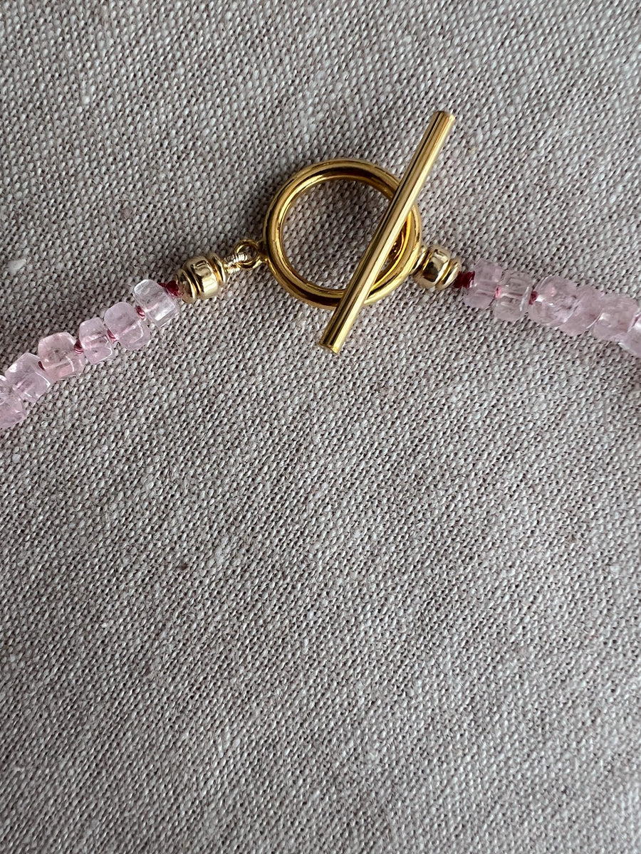 Pink Morganite Bolts Necklace, Fine Gemstone Jewelry